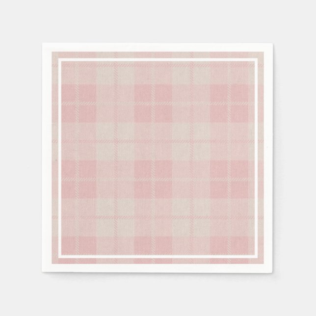 Baby Pink Buffalo Kariert Burlap Serviette (Vorderseite)