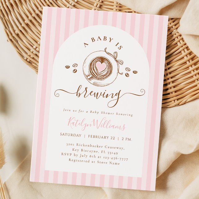 Baby Pink Coffee Baby Shower Invitation Einladung (Von Creator hochgeladen)