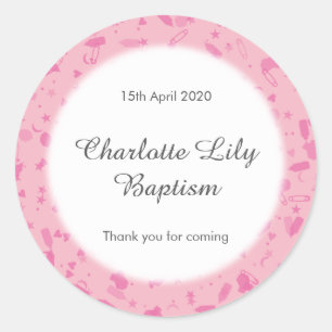 Baby Pink Confetti Taufe Christening Favor Runder Aufkleber