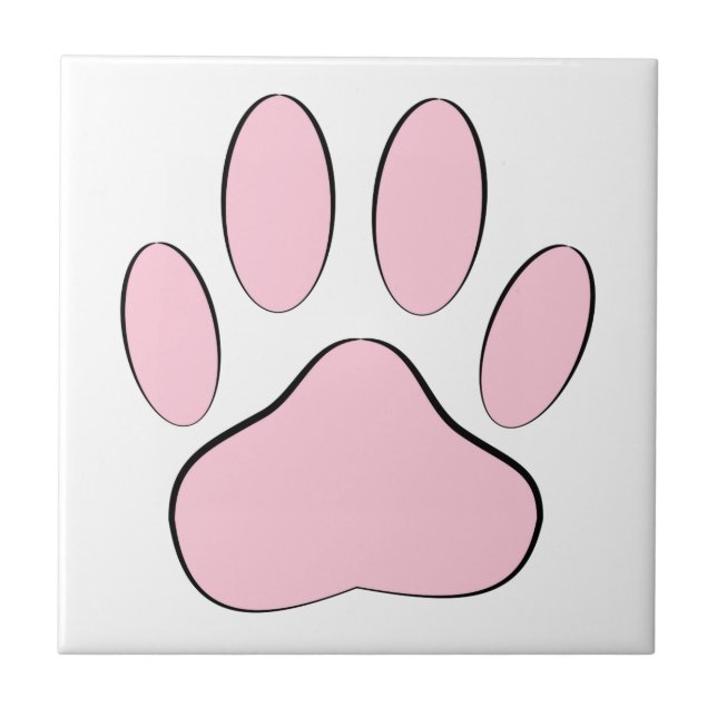 Baby Pink Dog Pawprint Fliese (Vorderseite)