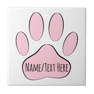 Baby Pink Dog Pawprint Individuelle Name Fliese