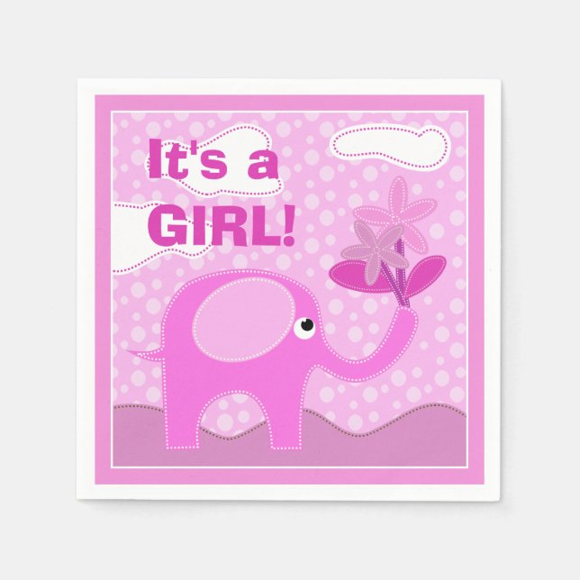 Baby Pink Elephant Es ist eine Girl Baby Dusche Serviette (Vorderseite)