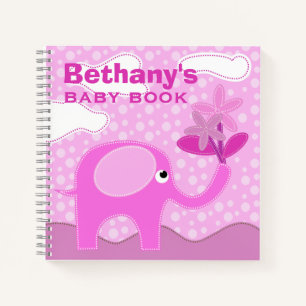 Baby Pink Elephant Personalisiert Baby Book Notizbuch