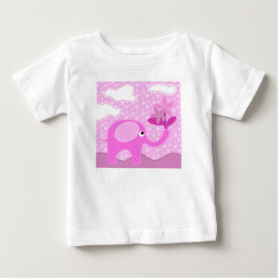 Baby Pink Elephant und Blume T-shirt