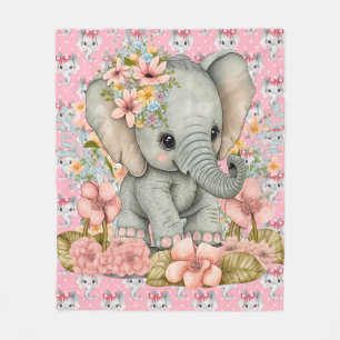 Baby Pink Elephants Fleecedecke