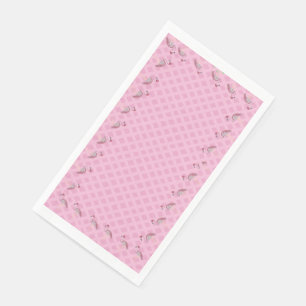 Baby Pink Flamingo Flamingos Basketweave Lattice Serviette