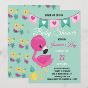 Baby Pink Flamingo Kinderdusche Einladung