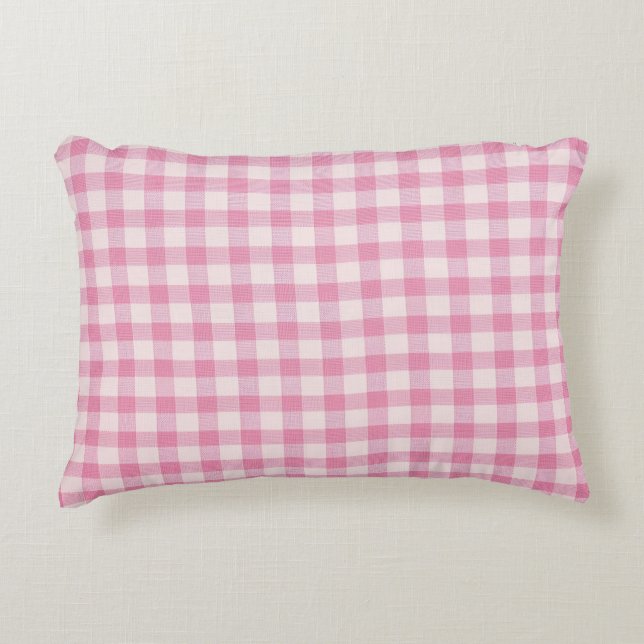 Baby Pink Gingham Dekokissen (Vorderseite)
