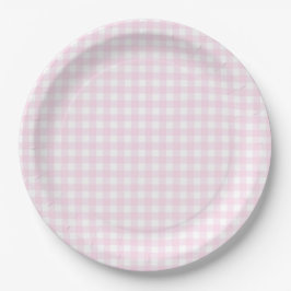 Baby Pink Gingham Kariert Pappteller