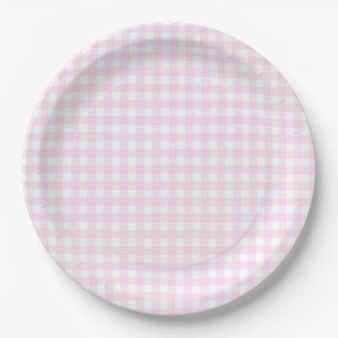 Baby Pink Gingham Kariert Pappteller