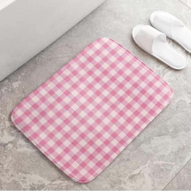Baby Pink Gingham-Muster Badematte (Von Creator hochgeladen)