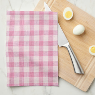 Baby Pink Gingham-Muster Geschirrtuch