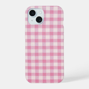 Baby Pink Gingham-Muster iPhone 15 Hülle