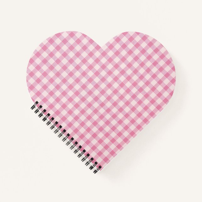 Baby Pink Gingham-Muster Notizbuch (Vorderseite)