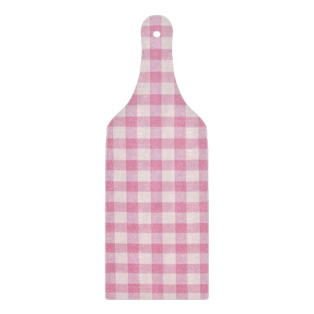 Baby Pink Gingham-Muster Schneidebrett (Vorderseite)