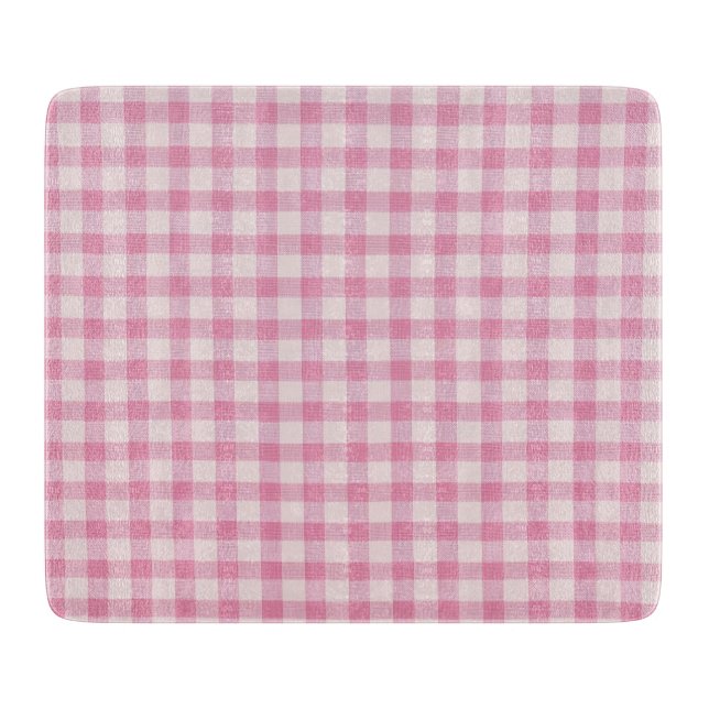 Baby Pink Gingham-Muster Schneidebrett (Vorderseite)