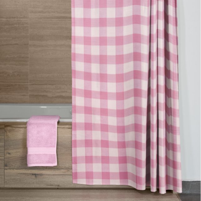 Baby Pink Gingham Pattern Duschvorhang (Von Creator hochgeladen)