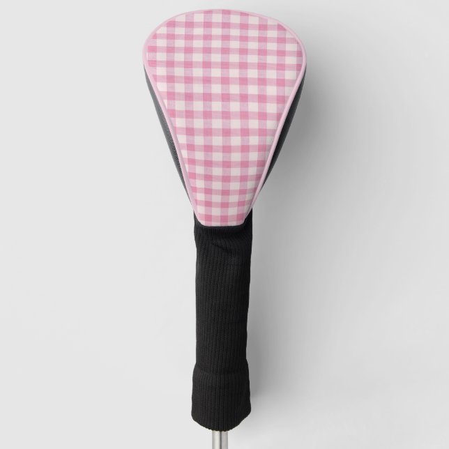 Baby Pink Gingham Pattern Golf Headcover (Vorderseite)