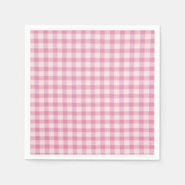 Baby Pink Gingham Pattern Serviette (Vorderseite)