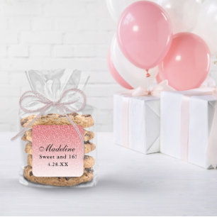 Baby Pink Glam Glitzer Personalisiert Quadratischer Aufkleber