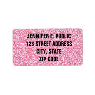 Baby Pink Glitzer gedruckt Adressaufkleber