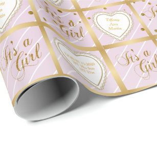Baby Pink & Gold Confetti - Baby Girl Geschenkpapier