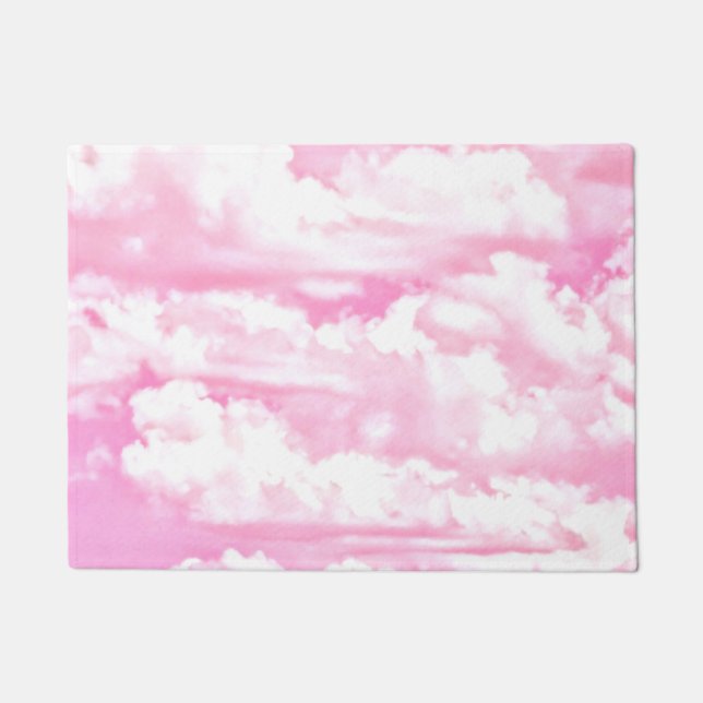 Baby Pink Happy Clouds Dekoration Fußmatte (Vorderseite)