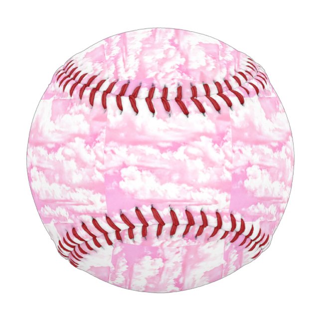 Baby Pink Happy Clouds Hintergrund Baseball (Vorderseite)
