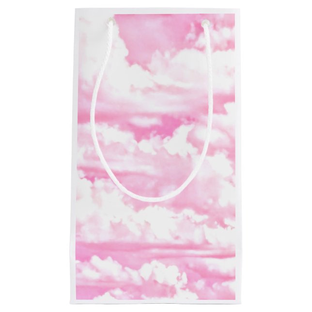 Baby Pink Happy Clouds Hintergrund Kleine Geschenktüte (Vorderseite)