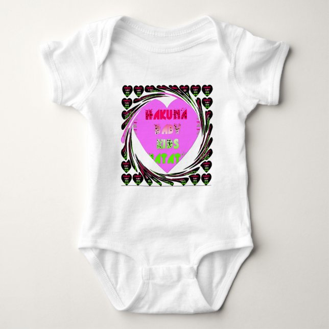 Baby Pink Hearts Hakuna Matata Baby Kids Design.p Baby Strampler (Vorderseite)
