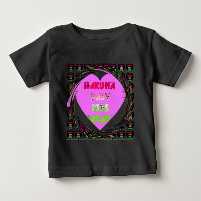 Baby Pink Hearts Hakuna Matata Baby Kids Design.p Baby T-shirt (Vorderseite)
