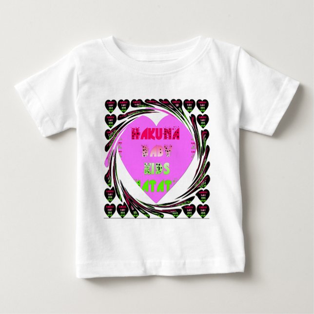 Baby Pink Hearts Hakuna Matata Baby Kids Design.p Baby T-shirt (Vorderseite)