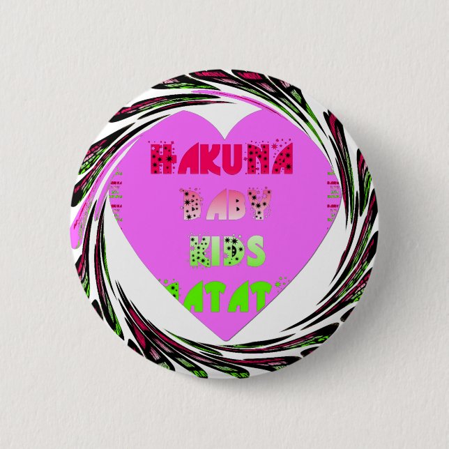Baby Pink Hearts Hakuna Matata Baby Kids Design.p Button (Vorderseite)