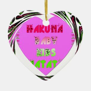 Baby Pink Hearts Hakuna Matata Baby Kids Design.p Keramikornament