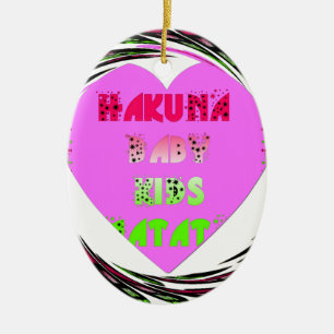 Baby Pink Hearts Hakuna Matata Baby Kids Design.p Keramikornament