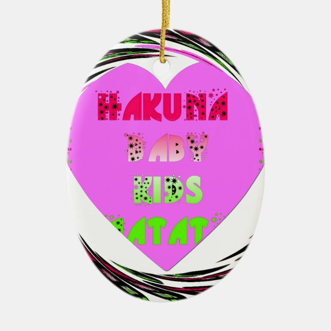 Baby Pink Hearts Hakuna Matata Baby Kids Design.p Keramikornament (Vorne)