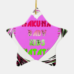Baby Pink Hearts Hakuna Matata Baby Kids Design.p Keramikornament