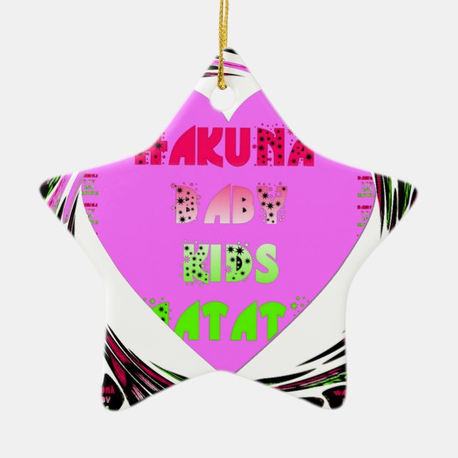 Baby Pink Hearts Hakuna Matata Baby Kids Design.p Keramikornament (Vorne)