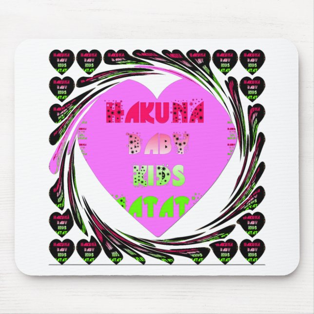 Baby Pink Hearts Hakuna Matata Baby Kids Design.p Mousepad (Vorne)