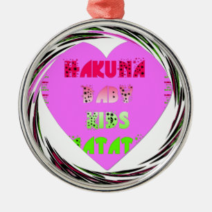 Baby Pink Hearts Hakuna Matata Baby Kids Design.p Ornament Aus Metall