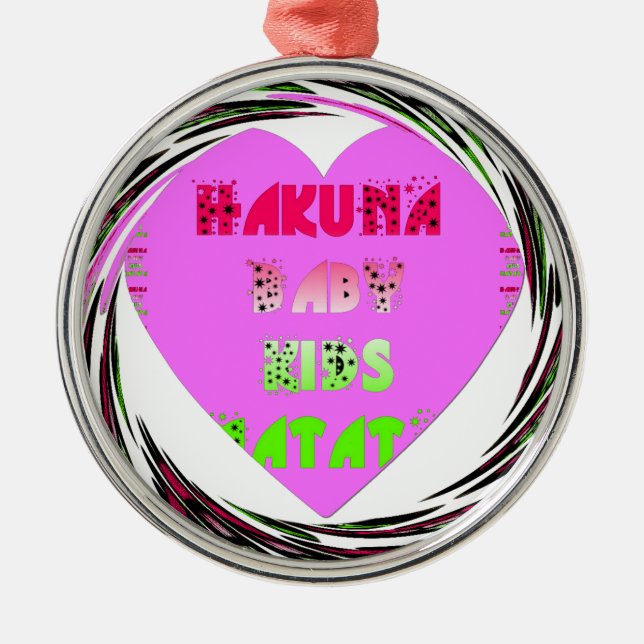 Baby Pink Hearts Hakuna Matata Baby Kids Design.p Ornament Aus Metall (Vorne)