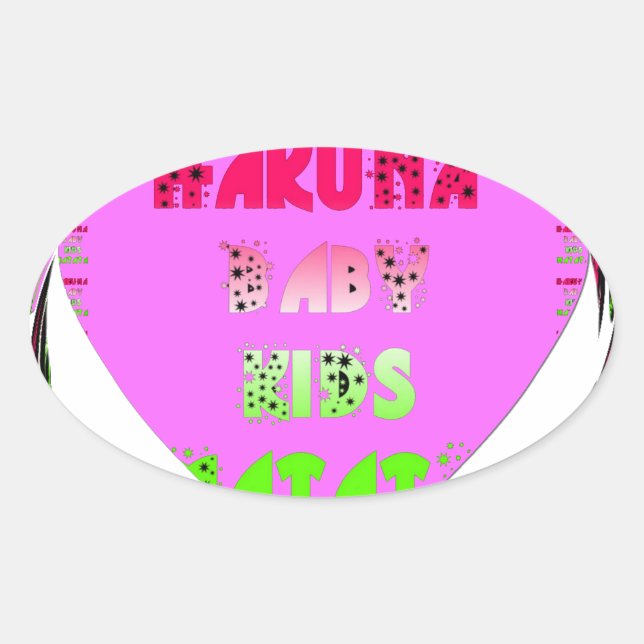 Baby Pink Hearts Hakuna Matata Baby Kids Design.p Ovaler Aufkleber (Vorderseite)