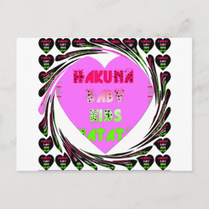 Baby Pink Hearts Hakuna Matata Baby Kids Design.p Postkarte