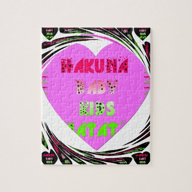 Baby Pink Hearts Hakuna Matata Baby Kids Design.p Puzzle (Vertikal)