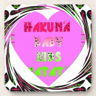 Baby Pink Hearts Hakuna Matata Baby Kids Design.p Untersetzer