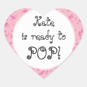 Baby Pink Konfetti - Bereit zu platzen! Babyparty Herz-Aufkleber