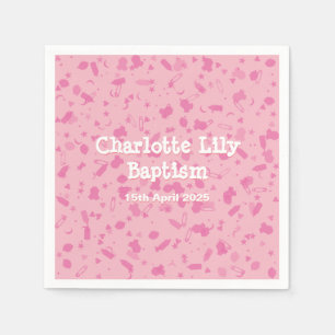 Baby Pink Konfetti Taufe Namensgebung Serviette