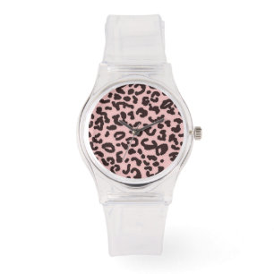 Baby Pink Leopard Animal Print Armbanduhr