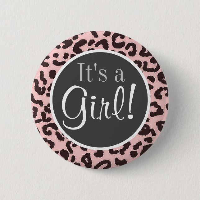Baby Pink Leopard Animal Print Button (Vorderseite)