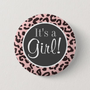 Baby Pink Leopard Animal Print Button
